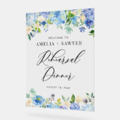 Waterverf Blue Hydrangeas Rehearsal Dinner Acryl Bord (Hoek)