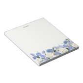 Waterverf Blue Hydrangeas White Rose Gepersonalise Notitieblok (Schuin)