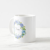 Waterverf Blue Hydrangeas Wreatated Mug Koffiemok (Voorkant links)