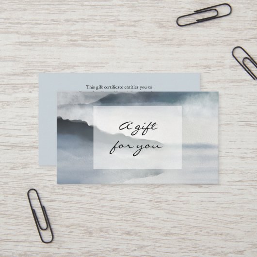 Waterverf Blue Indigo Mountains Cadeaubon Visitekaartje (Voorkant / Achterkant in situ)