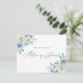 Waterverf Blue & Ivory Rozen Matron of Honor Briefkaart (Staand voorkant)