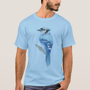 Waterverf Blue Jay Bird Natuur Art T-shirt