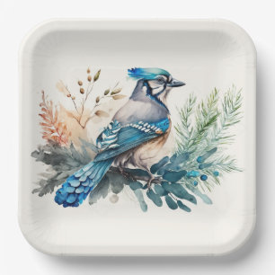 Waterverf Blue Jay Bird Papieren Bordje