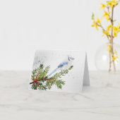 Waterverf Blue Jay Note Kaart (Gele Bloem)