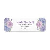 Waterverf Blue & Lila Hydrangea Flowers Wedding Etiket (Voorkant)