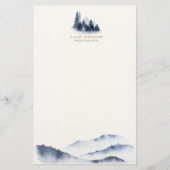 Waterverf Blue Mountain Monogram briefpapier (Voorkant)