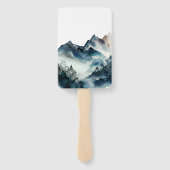 Waterverf Blue Mountain Rustic Hand Fan Handwaaier (Achterkant)