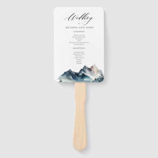 Waterverf Blue Mountain Rustic Hand Fan Handwaaier (Voorkant)