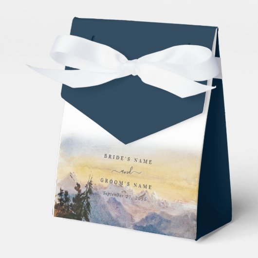 Waterverf Blue Mountains Pine Wedding Bedankdoosjes (Voorkant Zijde)
