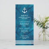 Waterverf Blue Nautical Wedding Menu (Staand voorkant)