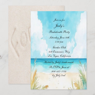 Waterverf Blue Ocean Beach Bachelorette Party Kaart