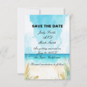 Waterverf Blue Ocean Beach Bewaar de datum Kaart (Voorkant)