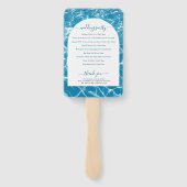 Waterverf Blue Ocean Beach huwelijksprogramma Handwaaier (Achterkant)