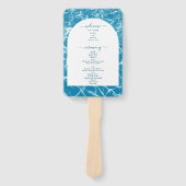Waterverf Blue Ocean Beach huwelijksprogramma Handwaaier (Voorkant)