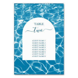 Waterverf Blue Ocean Beach Trouwtafel nummer Kaart
