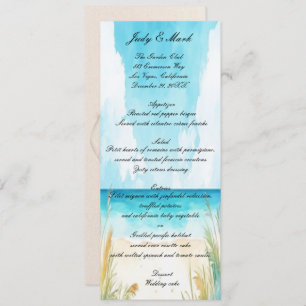 Waterverf Blue Ocean Beach Wedding Menu