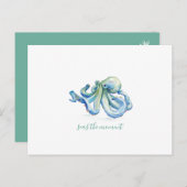 Waterverf Blue Octopus Art Feestdagenkaart (Voorkant / Achterkant)