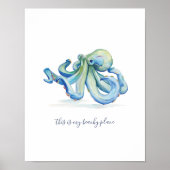 Waterverf Blue Octopus Motivatie Poster (Voorkant)
