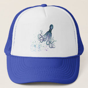 Waterverf Blue Octopus Ondersea Animal Art Trucker Pet