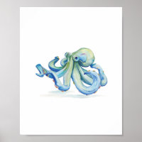 Waterverf Blue Octopus