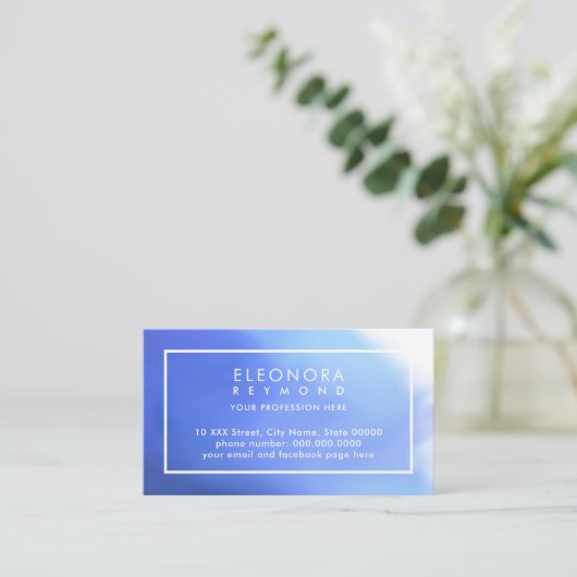 Waterverf Blue Ombre Visitekaartje (Staand voorkant)