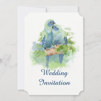 Waterverf Blue Parrot Tropical Bird Wedding Kaart