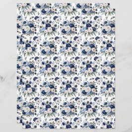 Waterverf Blue Peonies Scrapbook Paper