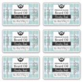 Waterverf Blue Plaid Beard Oil + Ingrediënten Sticker (Voorkant)