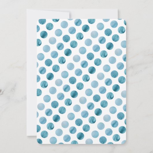 Waterverf Blue Polka Dot Baby shower per post Kaart (Achterkant)