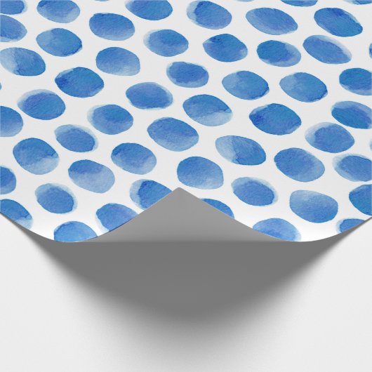 Waterverf Blue Polka Dots Pattern Cadeaupapier (Hoek)
