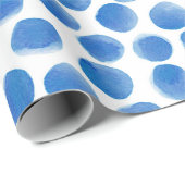Waterverf Blue Polka Dots Pattern Cadeaupapier (Rol Hoek)