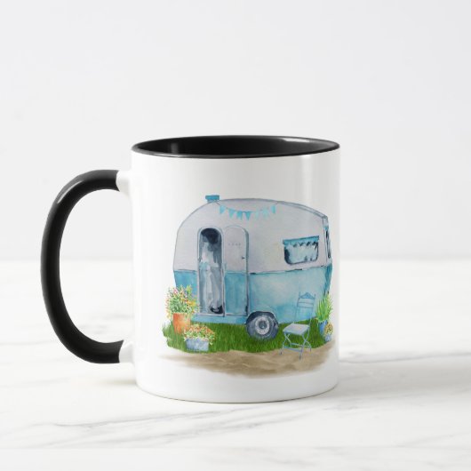 Waterverf blue Retro  Camper Caravan Mok (Links)