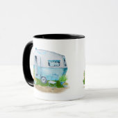Waterverf blue Retro  Camper Caravan Mok (Voorkant links)
