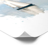 Waterverf Blue Sailing Boat Poster (Hoek)
