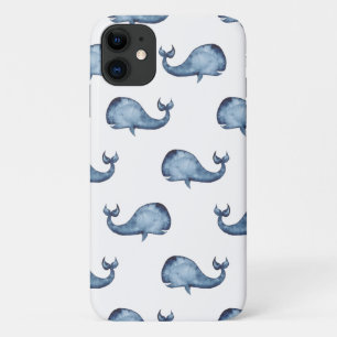 Waterverf Blue schattige walvis. Zeedieren iPhone 11 Hoesje