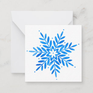 Waterverf Blue Snowflake Note Card Notitiekaartje