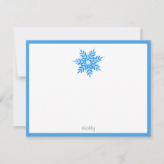 Waterverf Blue Snowflake Note Card Notitiekaartje (Voorkant)