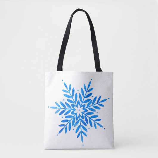 Waterverf Blue Snowflake Pattern Draagtas (Voorkant)