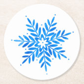 Waterverf Blue Snowflake Ronde Kartonnen Onderzetter (Voorkant)