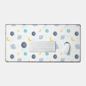 Waterverf Blue Space Planet Patroon Bureaumat (Keyboard & Muis)