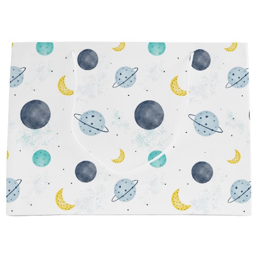 Waterverf Blue Space Planet Patroon Groot Cadeauzakje (Voorkant)