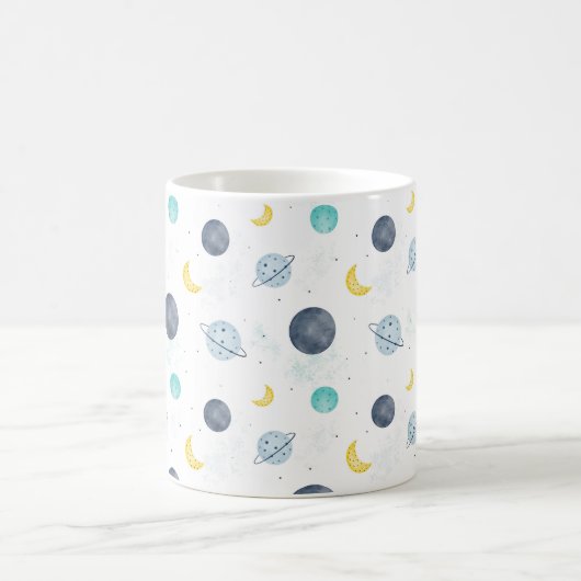 Waterverf Blue Space Planet Patroon Koffiemok (Center)