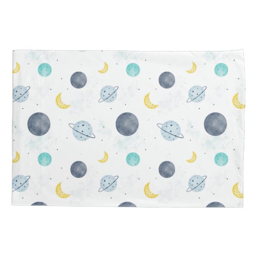 Waterverf Blue Space Planet Patroon Kussensloop (Achterkant)