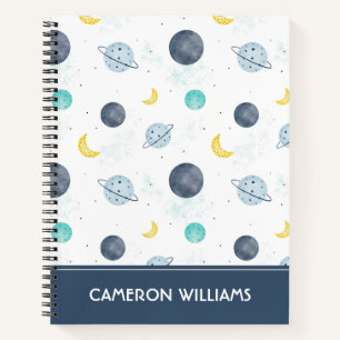 Waterverf Blue Space Planet Patroon Notitieboek
