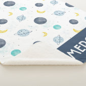 Waterverf Blue Space Planet Patroon Sherpa Deken (3/4)