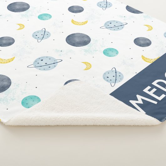 Waterverf Blue Space Planet Patroon Sherpa Deken (3/4)