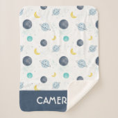 Waterverf Blue Space Planet Patroon Sherpa Deken (Voorkant)