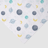 Waterverf Blue Space Planet Patroon Tissuepapier (Detail)