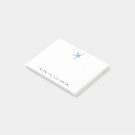 Waterverf Blue Starfish Post-it® Notes (Schuin)