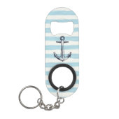 Waterverf Blue Striped Anchor Motif Mini Flessenopener (Voorkant)